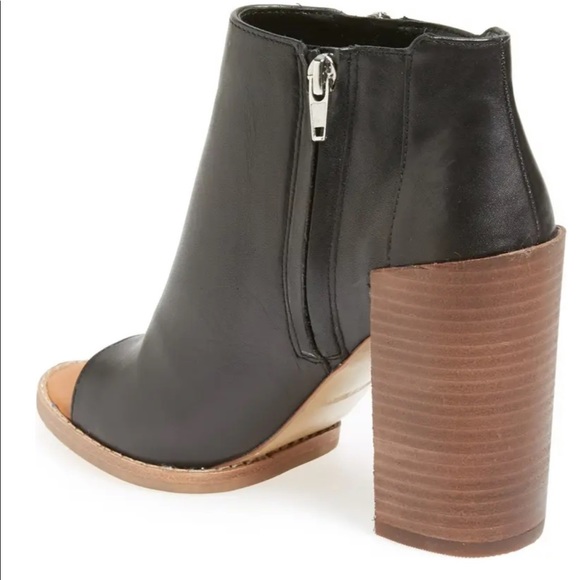 Dolce Vita Black Peep Toe Bootie With Wood Heel - Picture 3 of 15